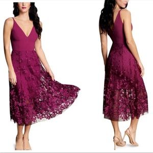 Dress the Population Burgundy Lace Midi Dress
